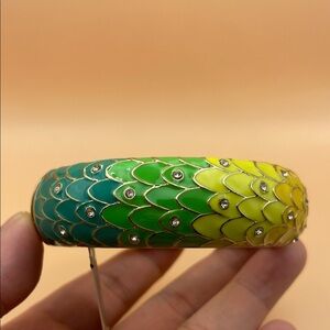 Green and Yellow Enamel Clamper Bracelet C66